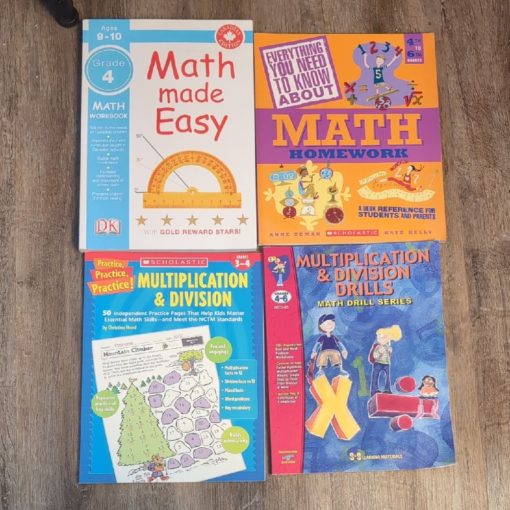Math Books Grades 3 to 6 NEW  Set of 4 Home School, Practice